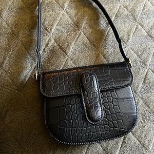 LIKE DREAMS Faux Croc Shoulder Bag